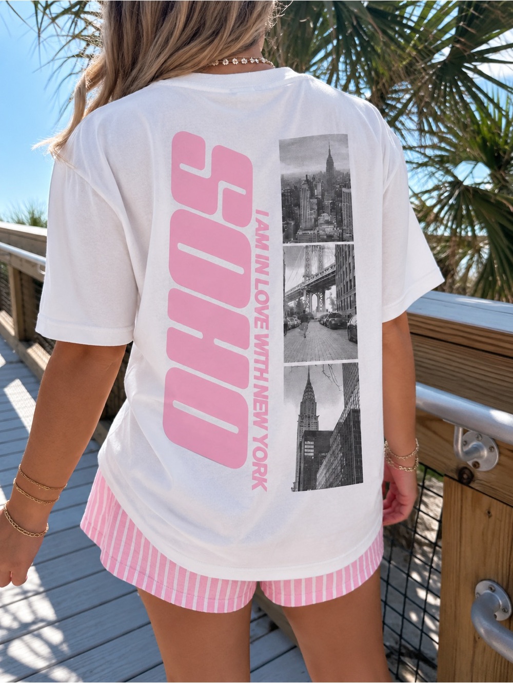 Organic Collective SOHO White & Pink Graphic Tee - I AM IN LOVE WITH NEW YORK XS